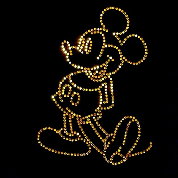 DISNEY 50th Anniversary Mickey Mouse Amber Rhinestone Embellished Cotton T-Shirt - Picture 3 of 13